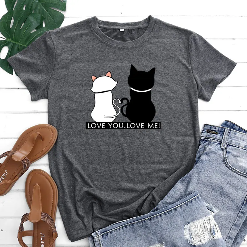 

Женская хлопковая футболка с принтом, свободный ор Све, летний топ Street Sle, креативный животный узор, круглый Ne, стандартный крой