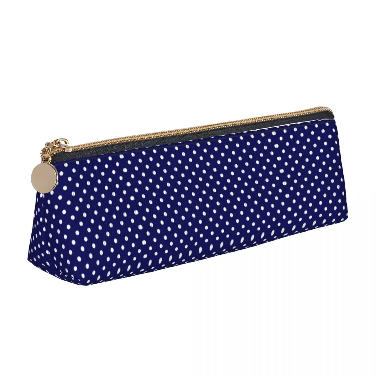 80S Design Aesthetic Pencil Case Blue Polka Dots Vintage Pencil Cases Triangle Girls Boys Portable Pencil Pouch School Supplies