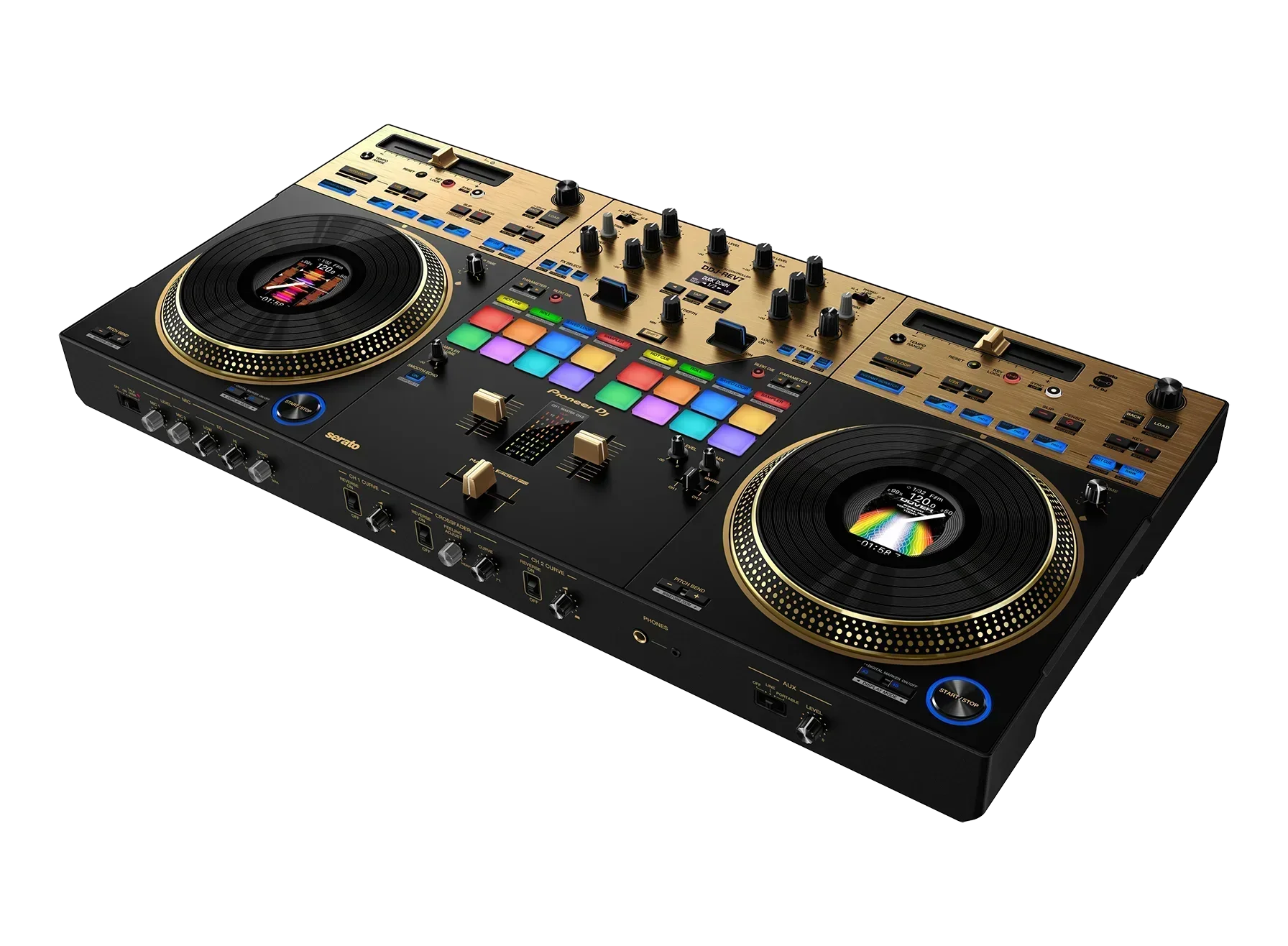 شحن فوري على وحدة التحكم Pioneer DJ DDJ-REV7 ذات الطابقين Serato DJ - إصدار محدود باللون الذهبي #1