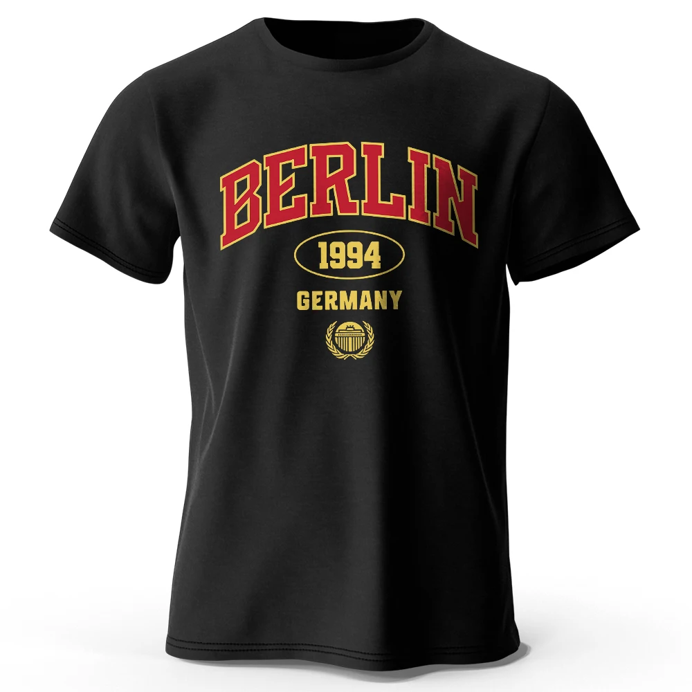 Men's Berlin 1994 Printed T-Shirt 100% Cotton Oversized Retro Graphic Tees for Women Summer Tops 90s Streetwear