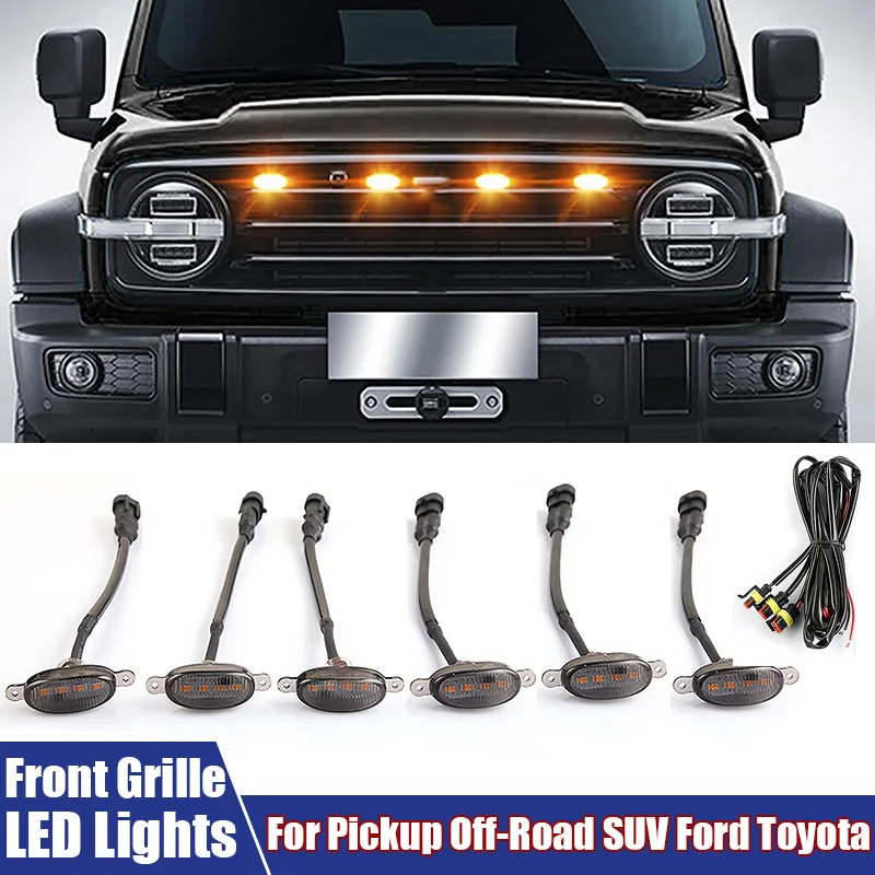 Universal LED Auto Lichter Front LED Grille Lichter Mit Kabelbaum Eagle Eye Lampe Für Pickup Off-Road SUV Ford Toyota auto Zubehör