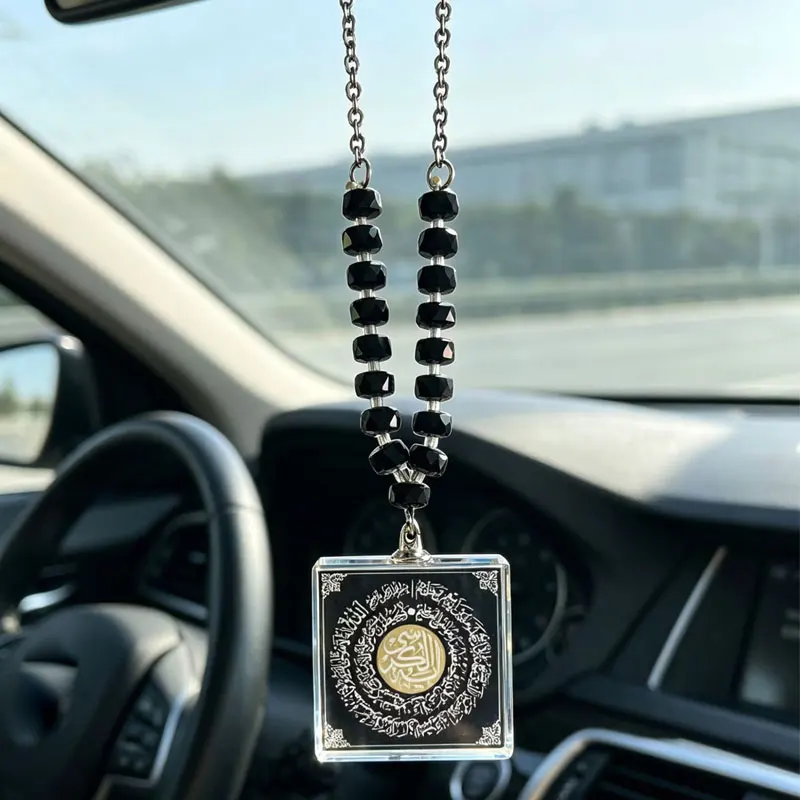 Islam quran Allah AYATUL KURSI black beads crystal car pendant hanging