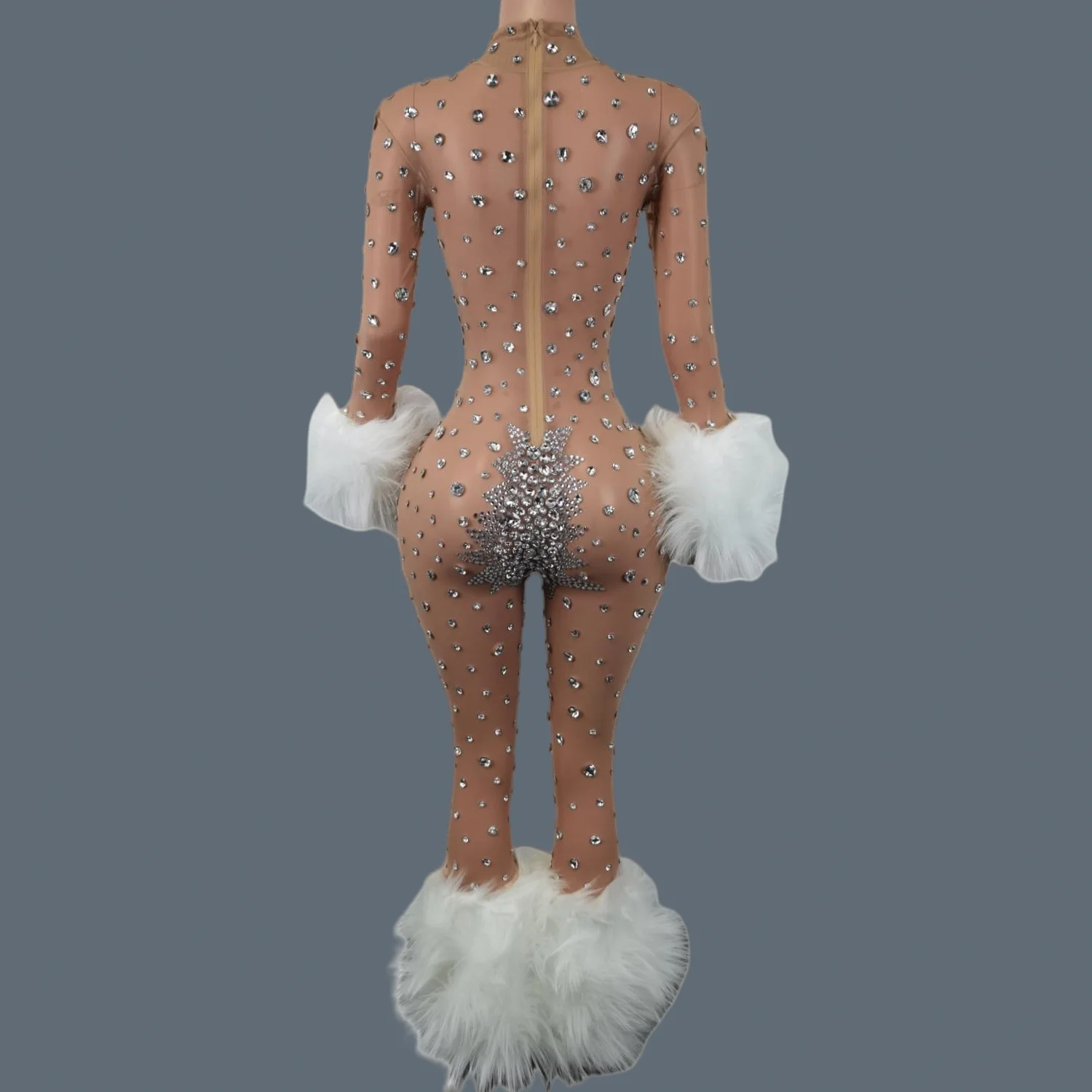 فاخر سباركلي بلورات ريشة كم طويل بذلة مثير Bodycon ارتداءها نادي الحدث عرض مسرحي فستان الفتيات الساخنة بذلة Guibin