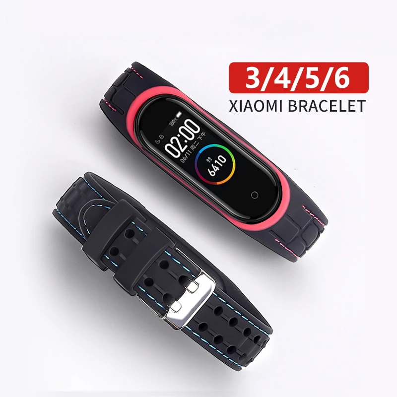 Pulseira de silicone para Xiaomi Mi Band, pulseira de substituição, pulseira Smartwatch, cinto, esporte, 3, 4, 5, 6, 7