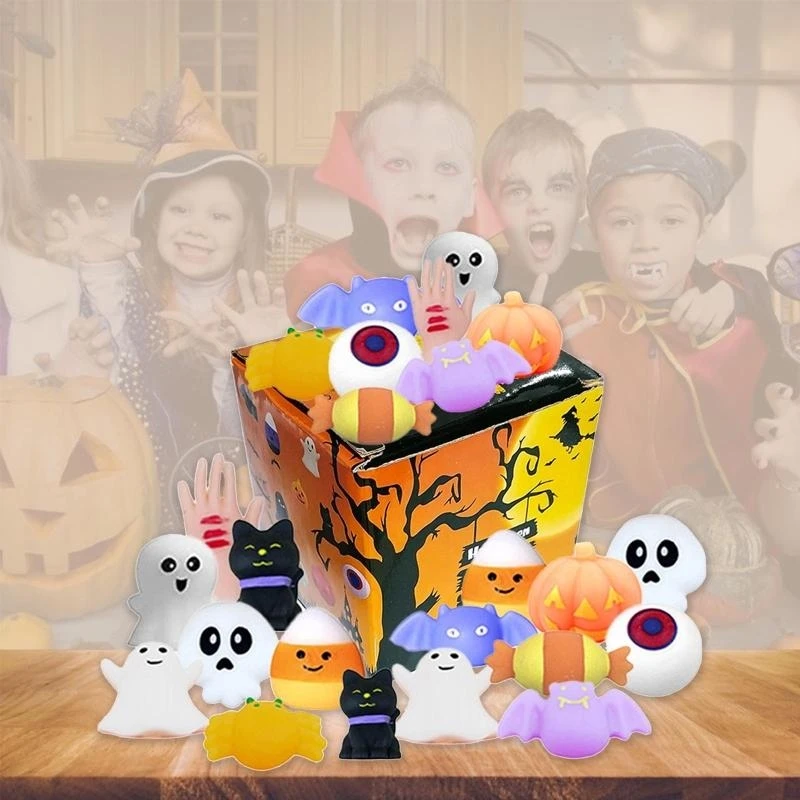 24 Uds. Bolas juguete antiestrés para Halloween, Bola esponja TPR, juguete para aliviar estrés para niños, 15UB