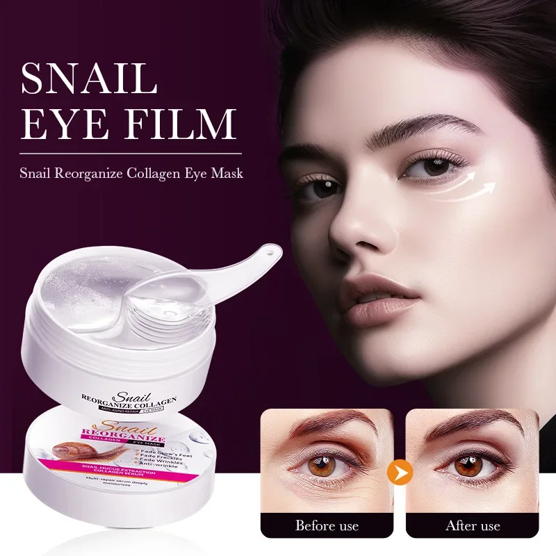 

60pcs Snail Collagen Eye Mask Remove Dark Circles Hydrating Remove Eye Bags Anti Puffiness Brighten Moisturizing Fade fine lines