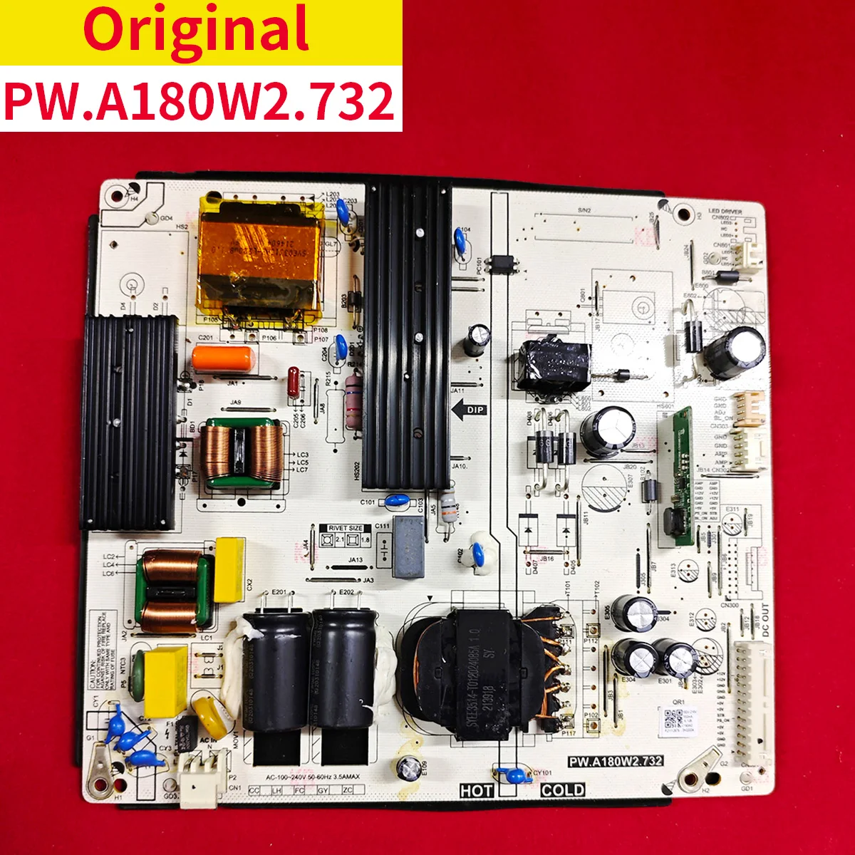 

tested PW.A180W2.732 LED TV power board, current 560ma, voltage 166-190v