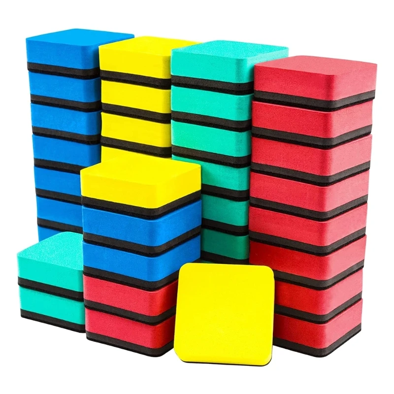 24pcs Whiteboard Erasers Assorted Colors (Blue, Red, Green, Yellow) Perfect for Various Tiles Glass Effectively Clean Y3NC