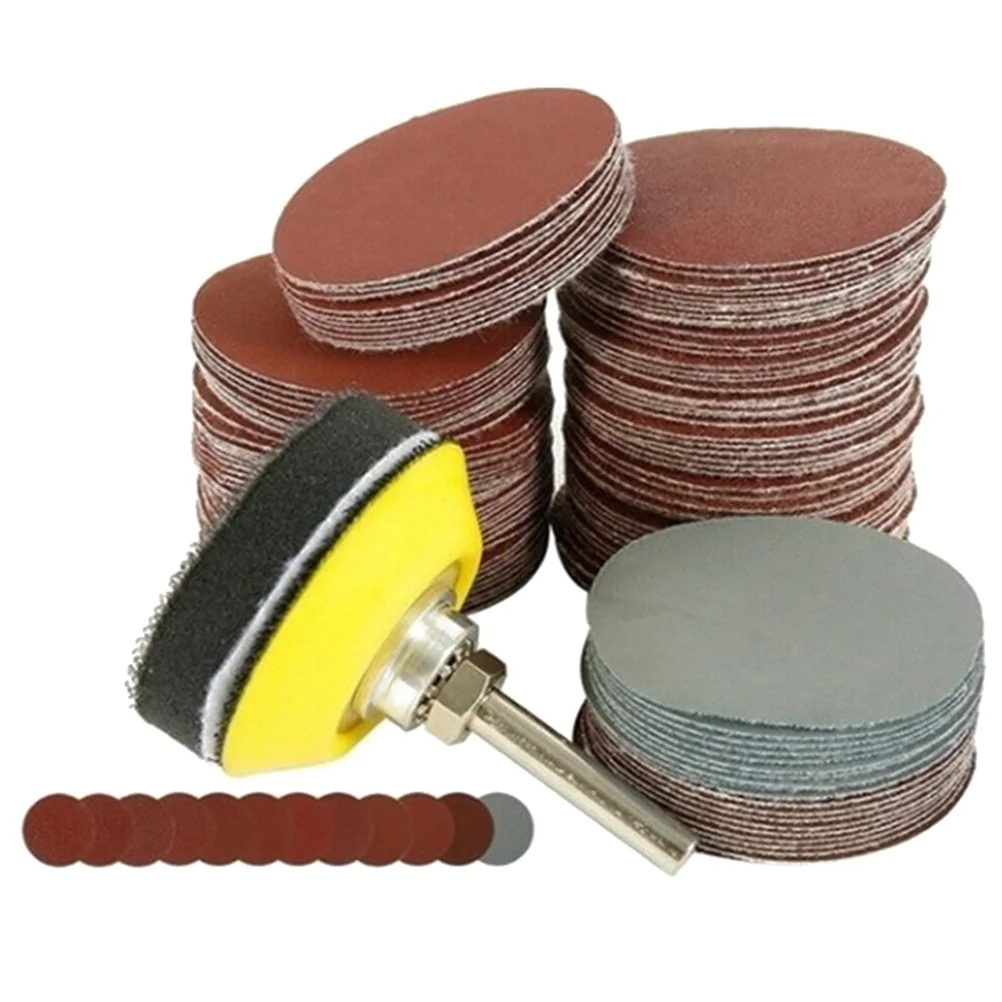 100 Pcs Round Sanding Discs Sandpaper Set Pieces Flocking Emery Papers Clean Store Yellow Simple Cleaning