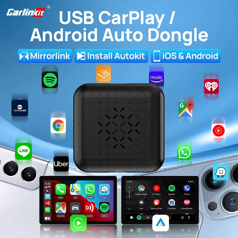 

Carlinkit Wired Android Auto Carplay Dongle for Android System Screen Smart link Support Mirror-link IOS 14 Map Music Siri