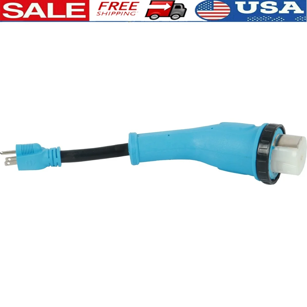 

Heavy-Duty RV Adapter Cord 15A to 50A NEMA 5-15P to NEMA SS2-50R 12 Inch with Powered Connection Indicator Light ETL Certified