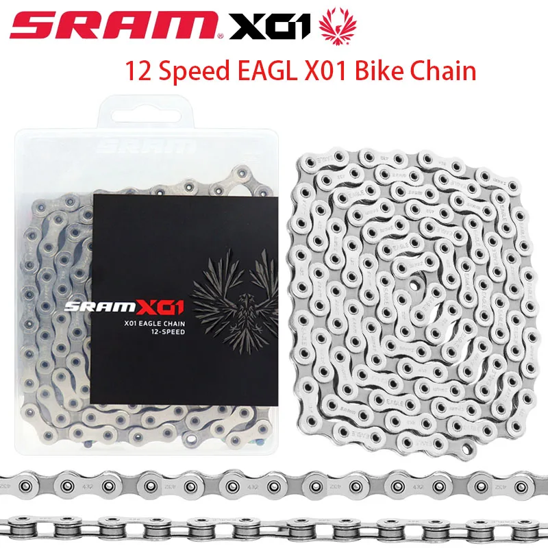 

Цепь для горного велосипеда SRAM EAGL X01, 12 Скоростей, серебристая, 126 звеньев, полый штифт, Блокировка питания, 12 В, горный цвет