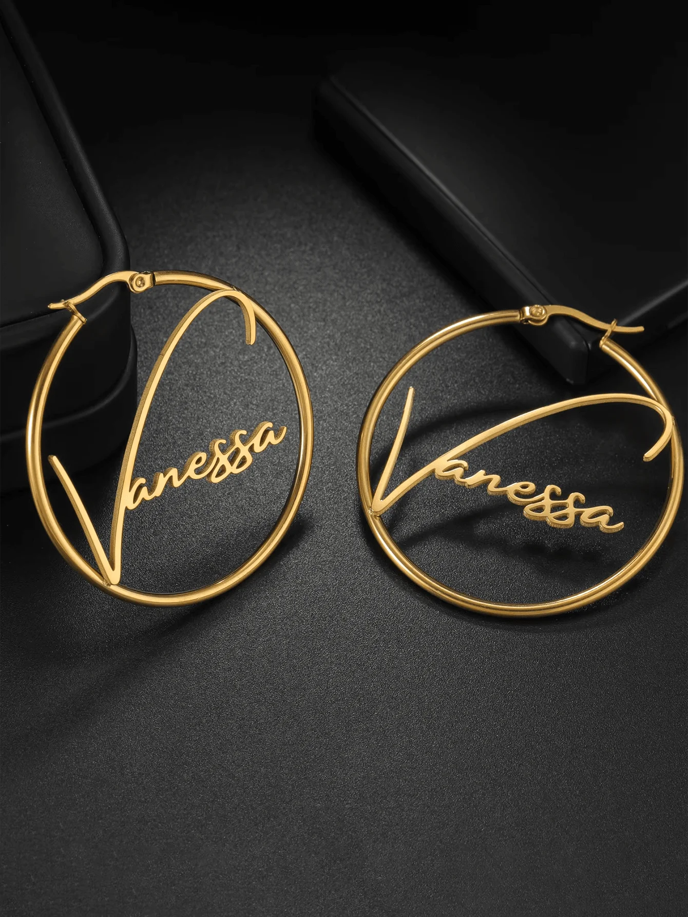 Custom Name For Women Girl 50mm Hoop Earrings Stainless Steel Jewelry Mother Her Birthday Personalized Gift,Chic Autumn,Delicate