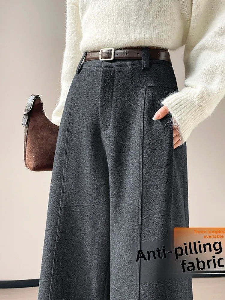 Hoge Taille Wijde Pijpen Broek Vrouwen Pak Drapey Rechte Pijpen Broek Koreaanse Sle Pendelen Pure Kleur Kett Splicing