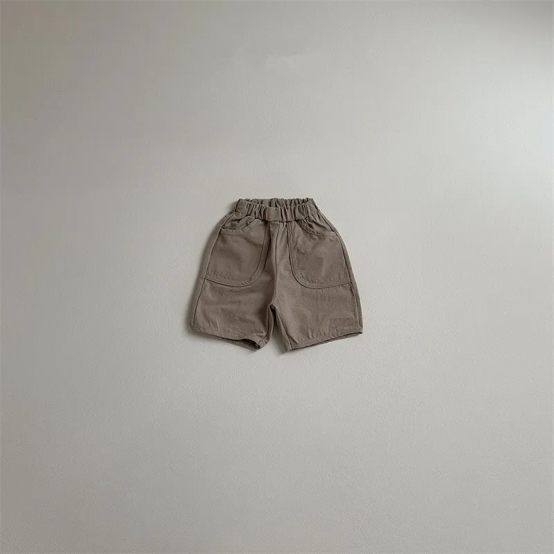 2024 Autumn New Baby Casual Shorts Solid Infant Boy Pocket Shorts Toddler Girls Versatile Loose Pants Cotton Children Clothes