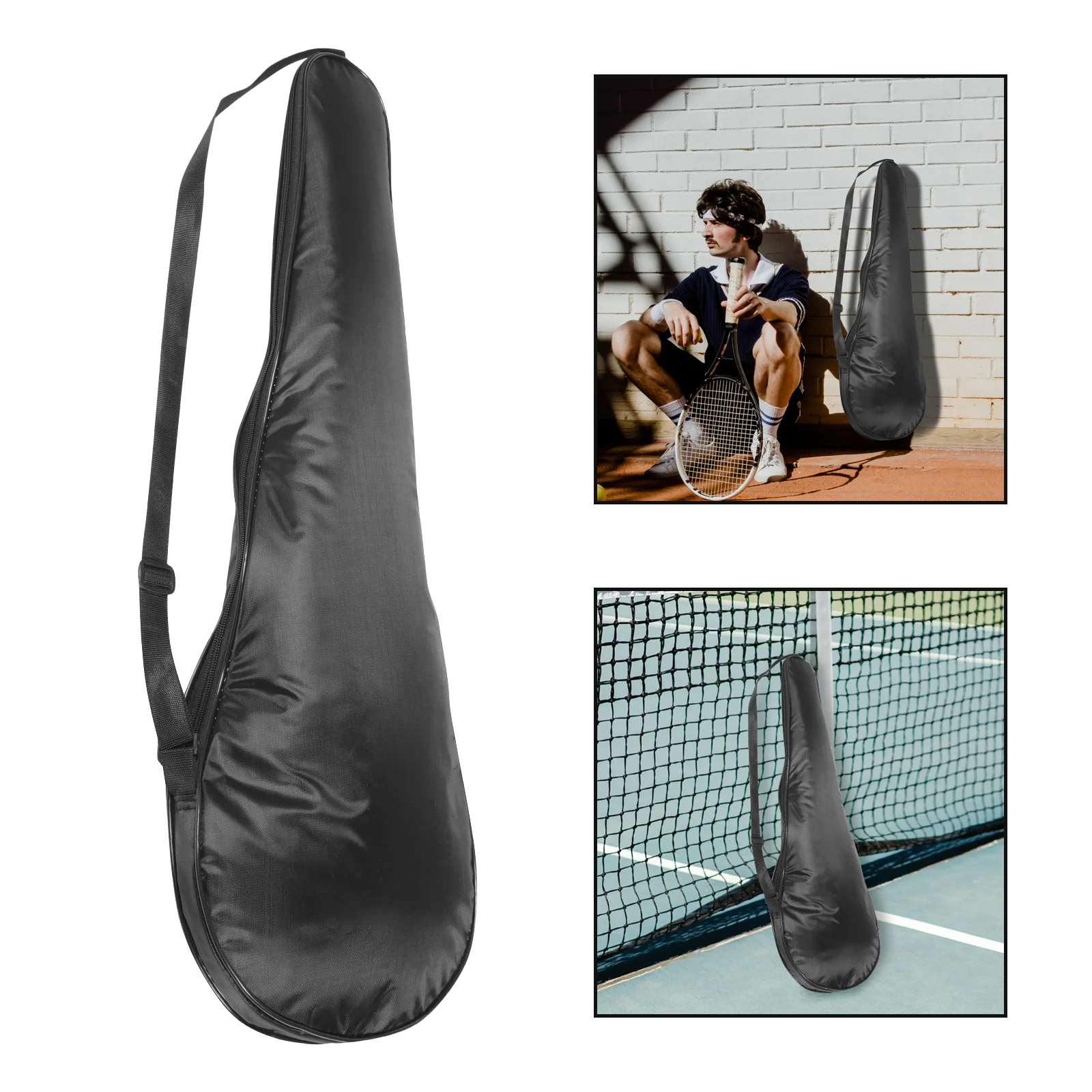 غطاء مضرب التنس، حقيبة تخزين مضرب كرة الريشة، خفيفة الوزن ومتينة من قماش أكسفورد، حقيبة واقية بحزام الكتف، حقيبة خارجية