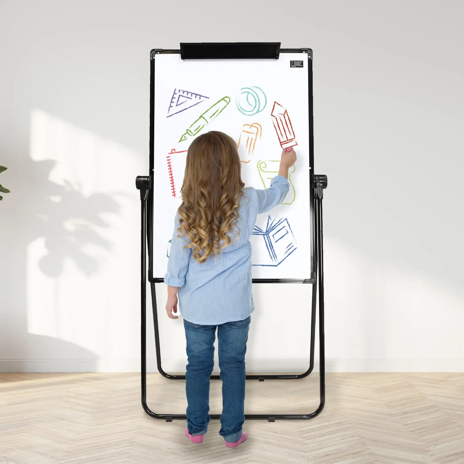 Papan Tulis Kuda-kuda Penghapus Kering Portabel Magnetik, Papan Putih Dudukan Kuda-kuda Dapat Disesuaikan Tinggi Tripod 36 "X 24" untuk Rumah Kantor Sekolah