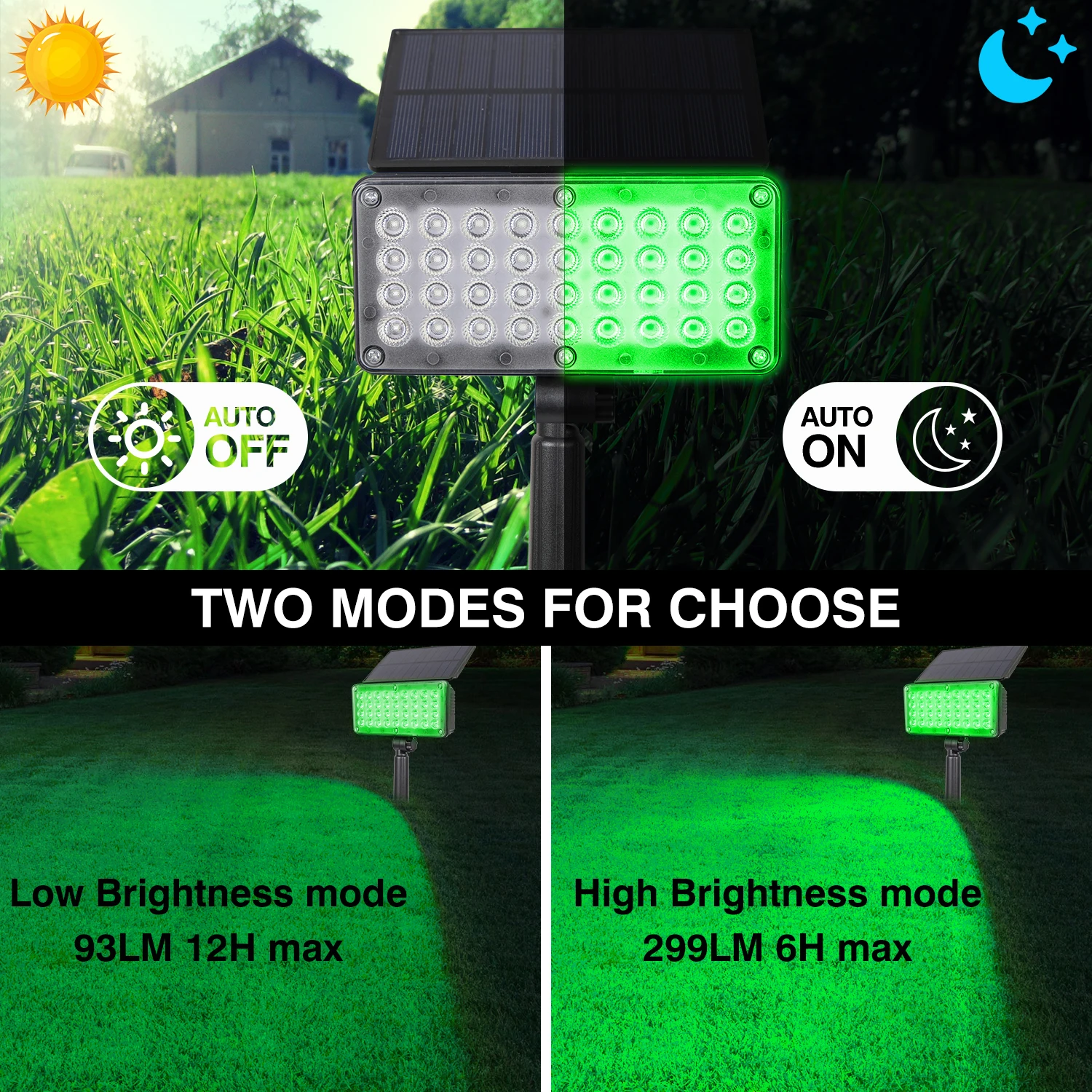 Solar LED luz ao ar livre para decoração de paisagem, holofotes impermeáveis, parede do jardim, rua árvore, lâmpada verde, pátio, 1 pc, 2 pcs