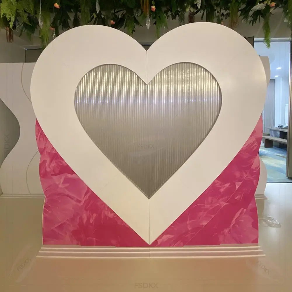 FSDKX PVC Acrylic Wedding Photography Backdrop Design Custom White Acrylic Arch Background with Light