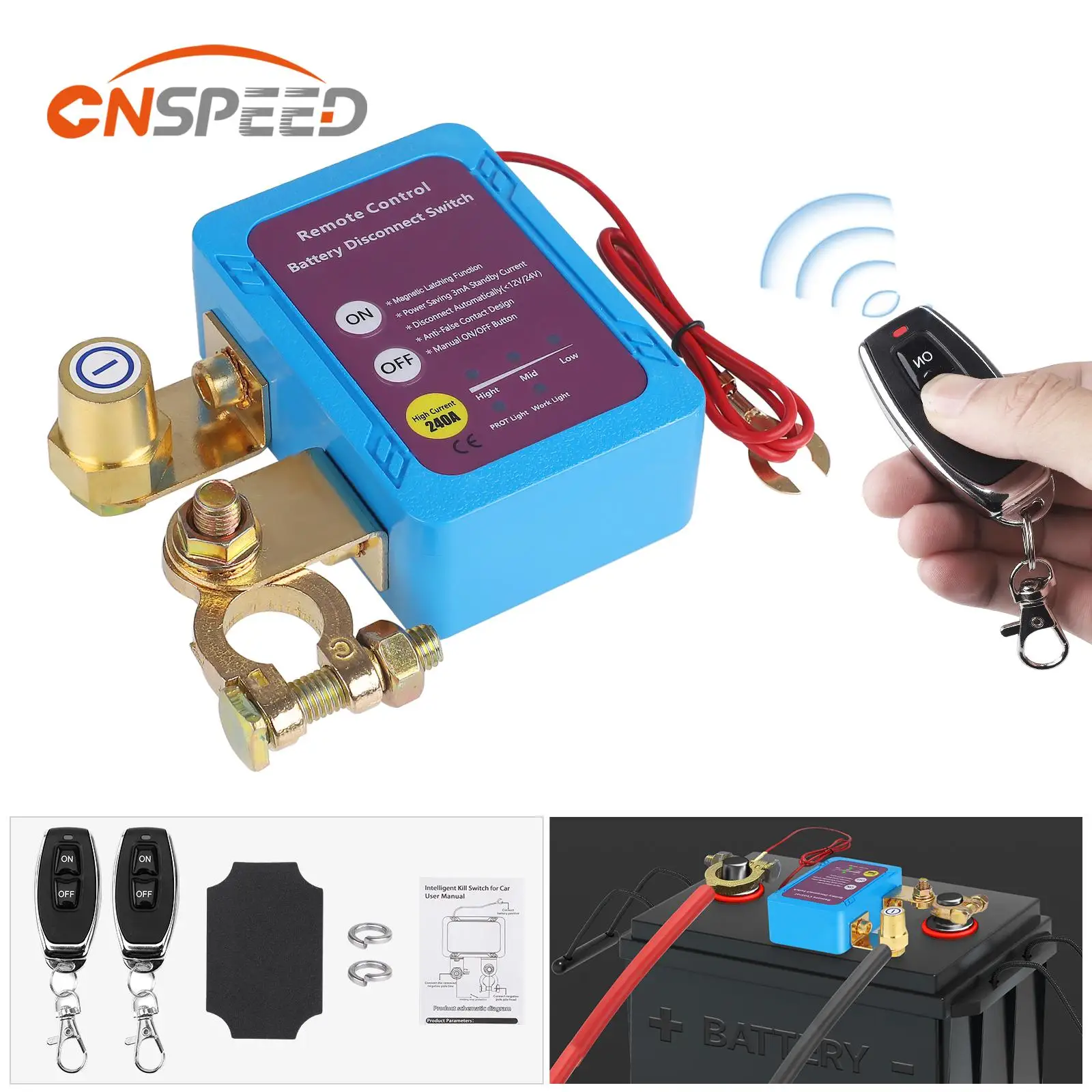 

Remote Battery Disconnect Switch 12v 240A Upgrade Smart Voltage Prevent Battery Drain Kill Switch Anti-Theft for Car Truck RV