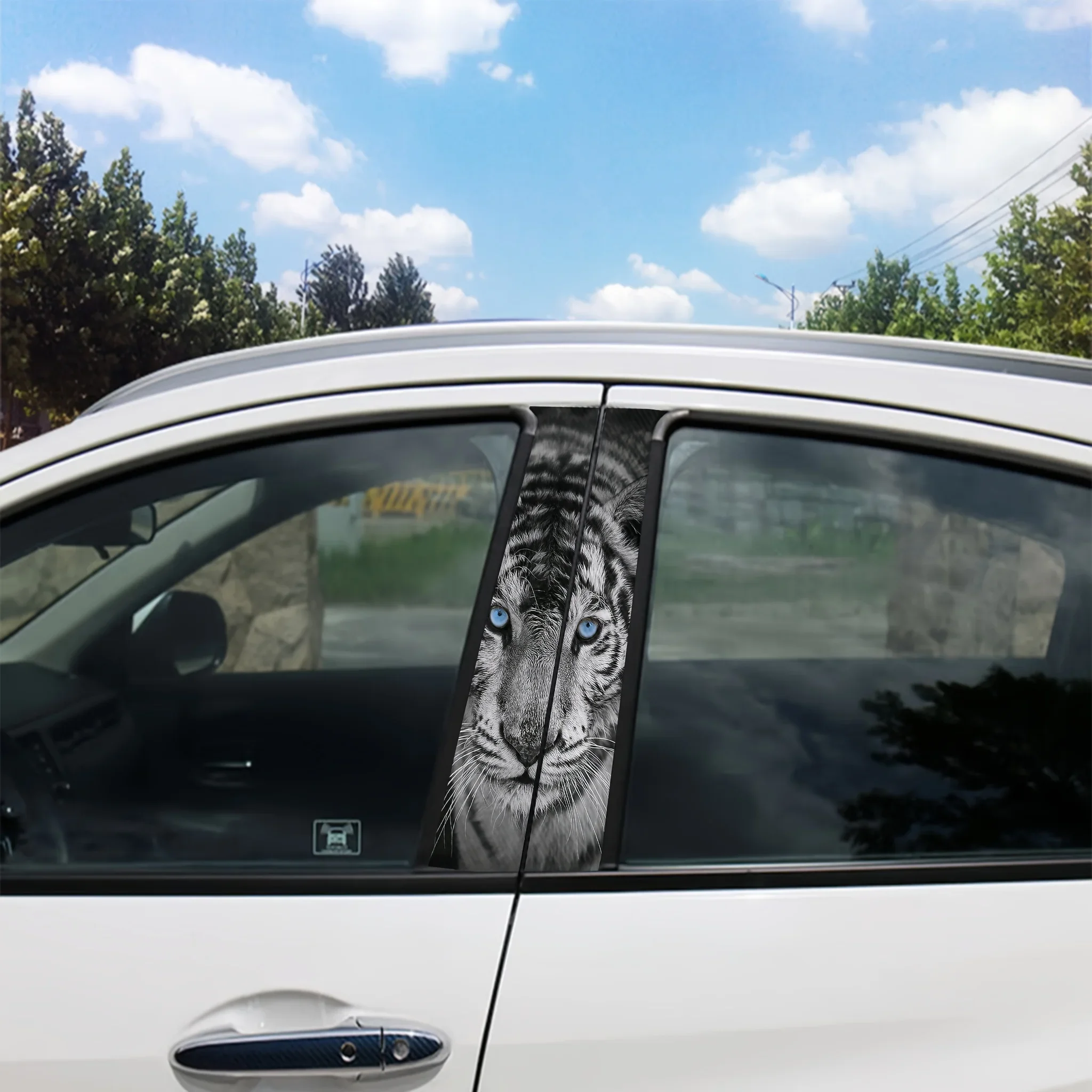 High Gloss Vinyl 2-Pack Tiger Stickers for Car B-Pillars - Self-Adhesive, Easy to Apply Anywhere