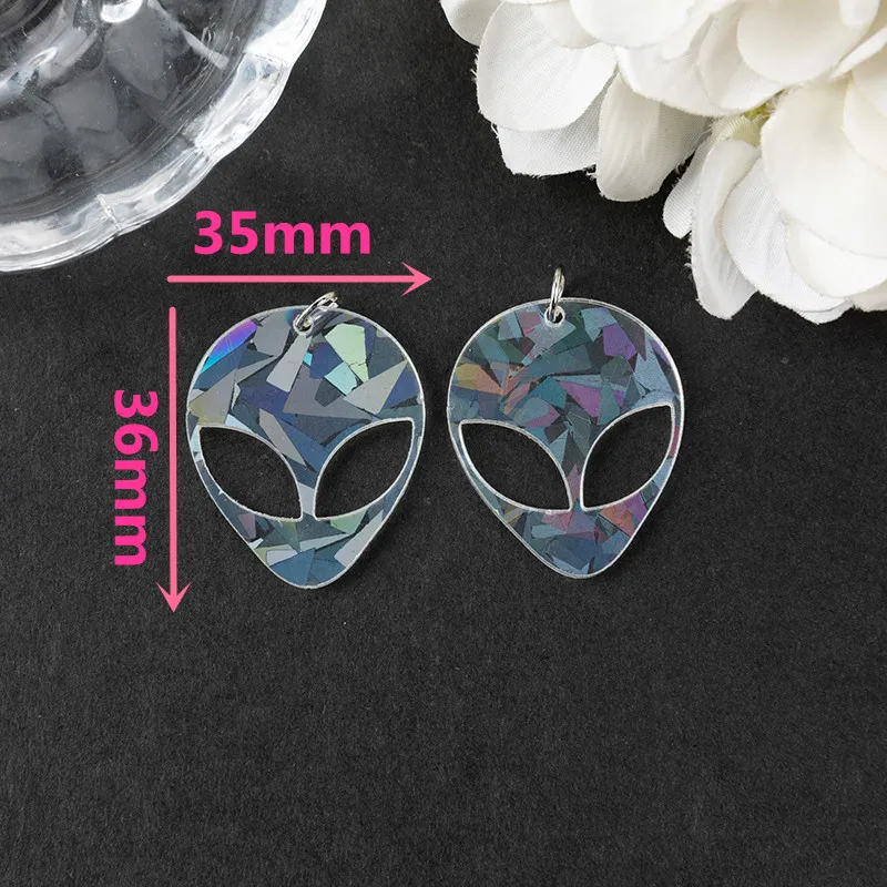 10Pcs Clear Skull Charms Acryl Ufo Oorbel Hanger Voor Sieraden Maken Diy Handgemaakte Craft