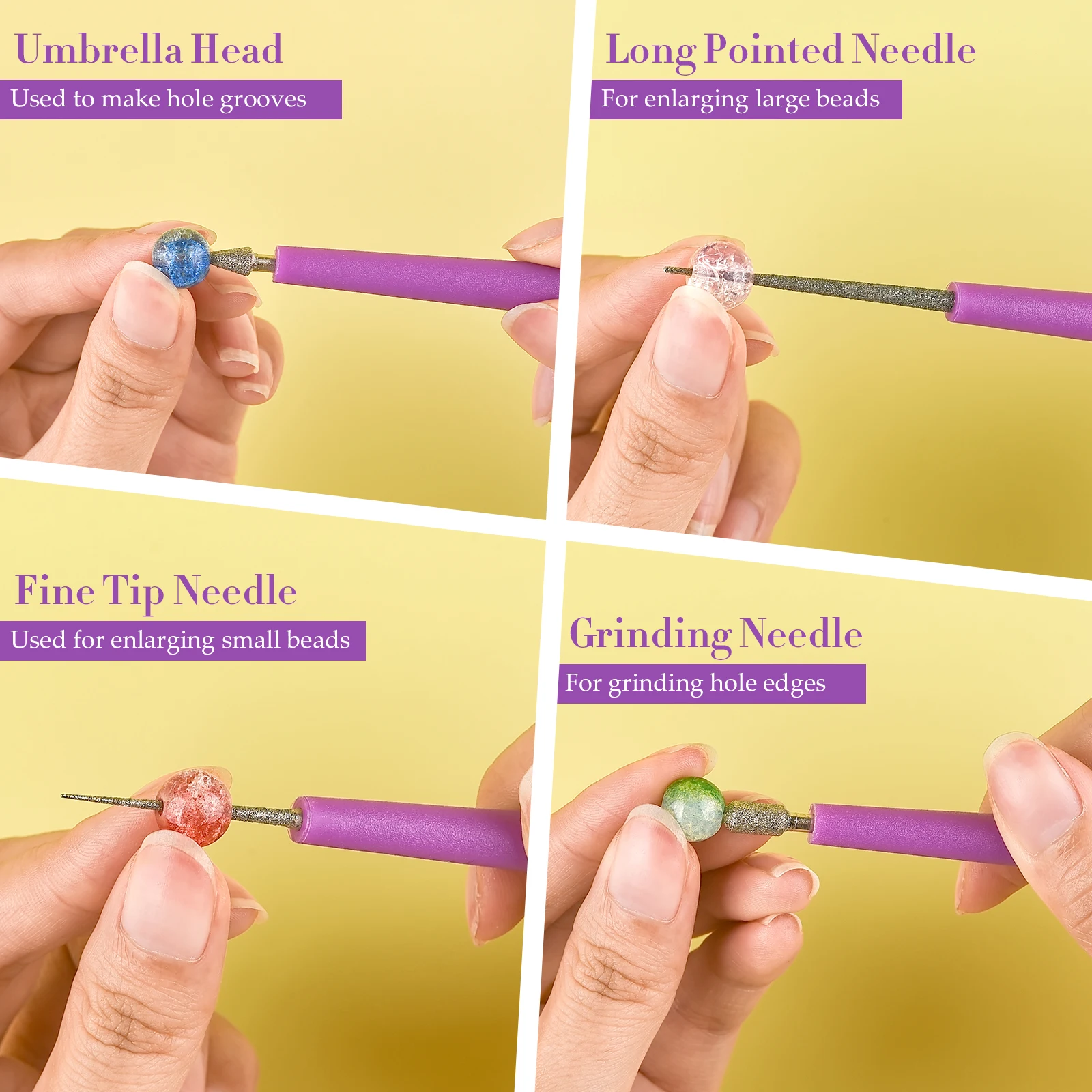 4 Pieces Diamond Bead Drill Hole Puncher Glass Plastic Metal Wood Bead Hole Puncher Bead Drill DIY Jewelry Making Tool