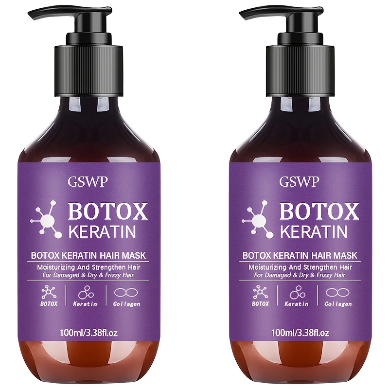 GSWP Botox Keratine Haarmasker, hydrateert en versterkt beschadigd haar, vermindert kroezen, gespleten punten en klitten. 100ml/200ml