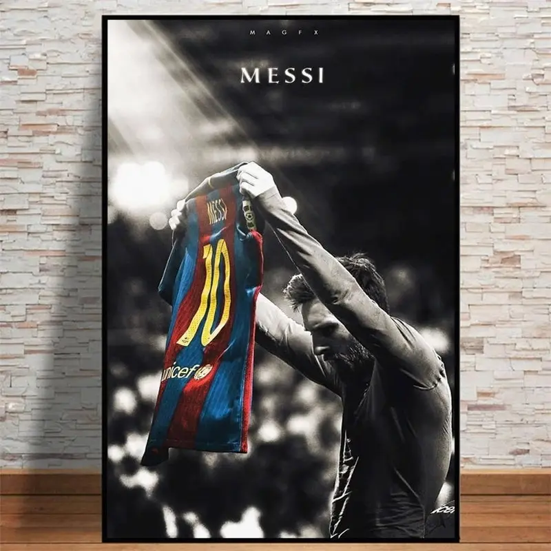 Messi Football Icon-Póster Vintage sin marco, arte de pared para decoración del hogar, regalo perfecto para fanáticos del fútbol, coleccionistas de clubes