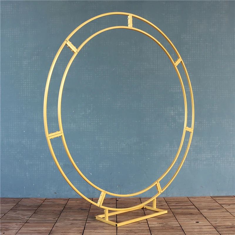 Imagem -05 - Hvayi-casamento Arch Frame Double-deck Rodada Backdrop Stand Parede de Flor Artificial Wreath Decor Fundo Faça Você Mesmo Ferro Prop