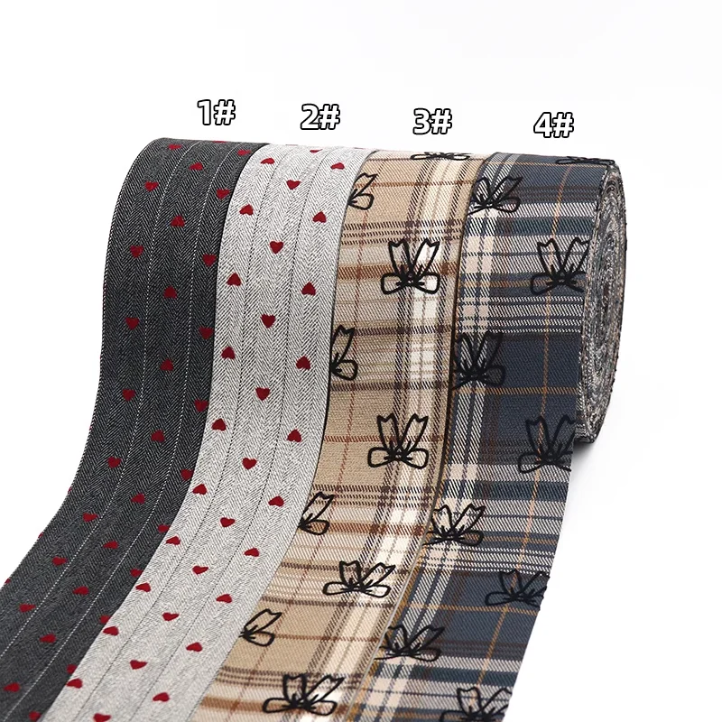 Kewgarden 2" 1" 12mm Twill Love Layering Cloth Fabric Ribbons Handmade Tape DIY Bow Garment Accessories 5 Meters