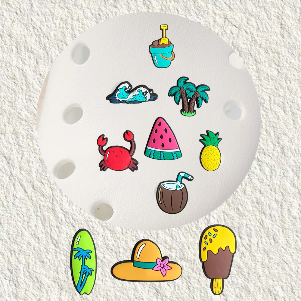 1Pcs summer beach Shoe Charms For Slides Sandals, PVC Shoe Decorations Accessories For Christmas Birthday Gift Party Favor