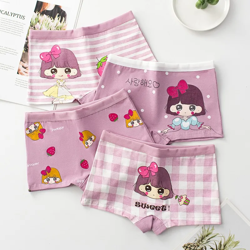4 Stück weiche, antibakterielle Baumwoll-Slips für Kinder und Mädchen, Höschen mit Erdbeer-Print, atmungsaktive Unterwäsche für Kinder von 3–16 Jahren – Detail 10