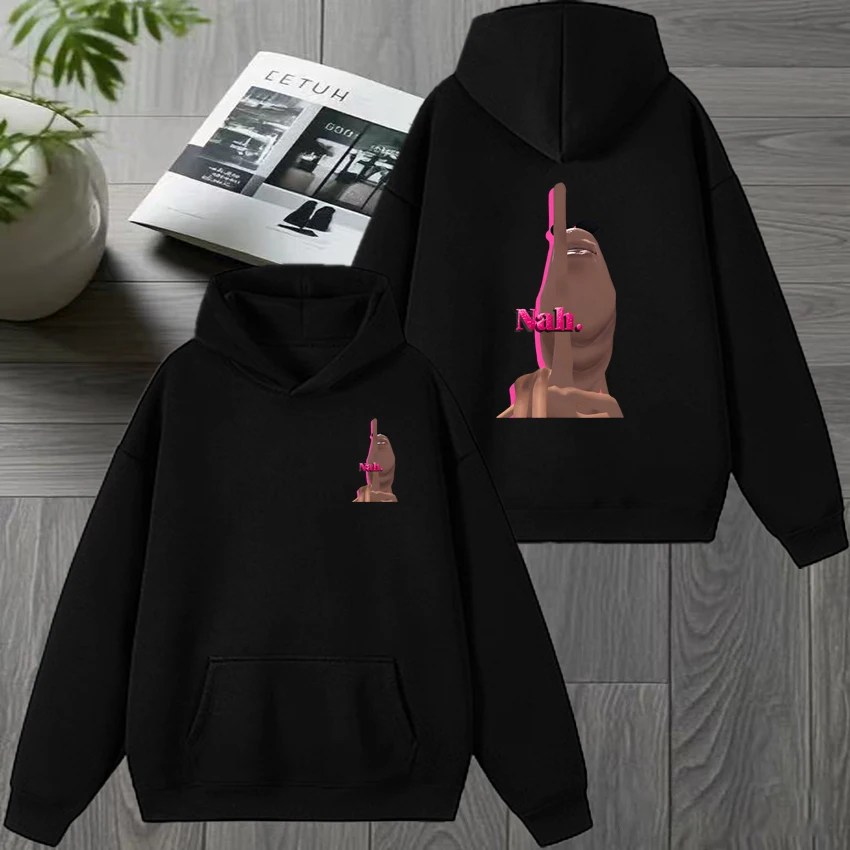 2025 Marcus the Worm Divertente grafica fronte-retro Felpe invernali Uomo donna harajuku Fleece pullover nero Felpa casual unisex