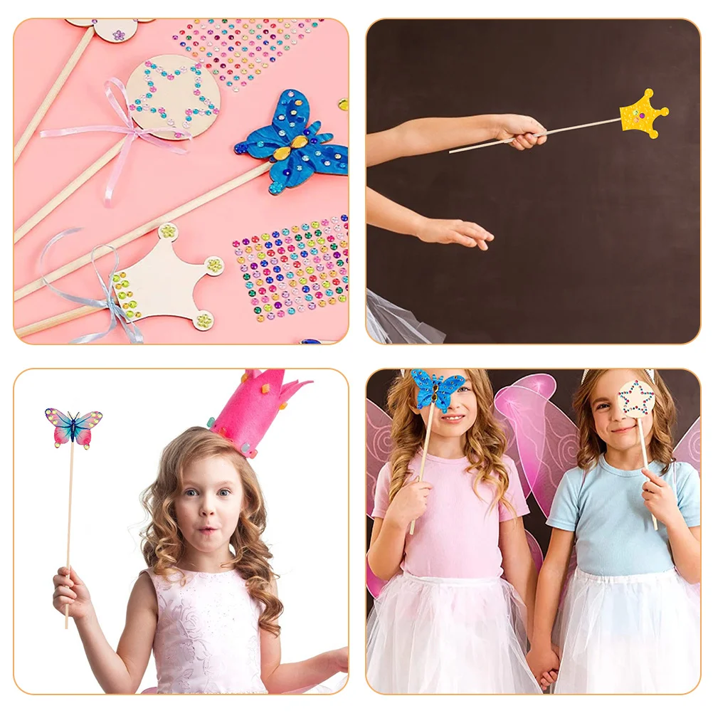 

18Pcs DIY Fairy Wand Wood Craft Sticks Natural Unpainted Wooden Wands for Adults Handmade Decoration Coloring Party