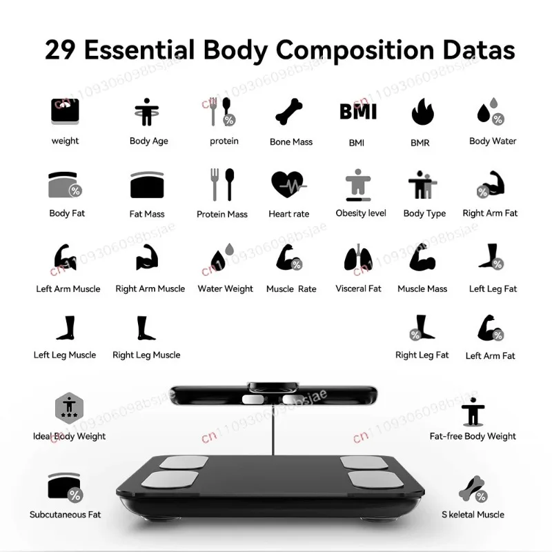 Household scale, intelligent eight-electrode body fat scale, high-precision professional health