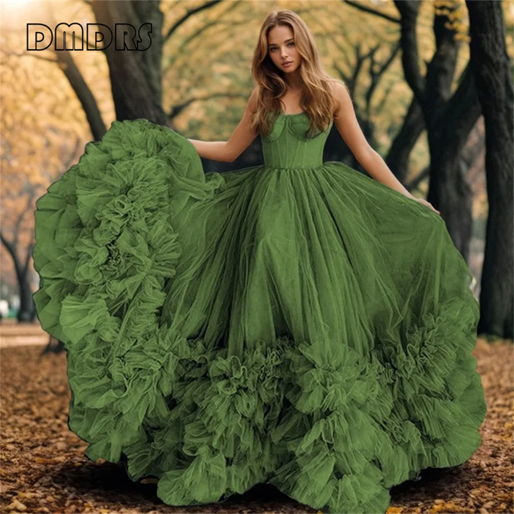 DMDRS Tulle Fairy Prom Dress Corset Wedding Dress Prom Gown Ball Gown Formal Dresses Fot Women Sweetheart Neckline