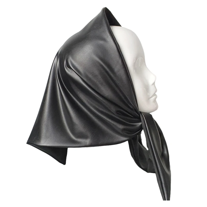 Faux Leather Balaclava Hood Scarf Hat Womens Fashion Fall Winter Bonnet Dropsale