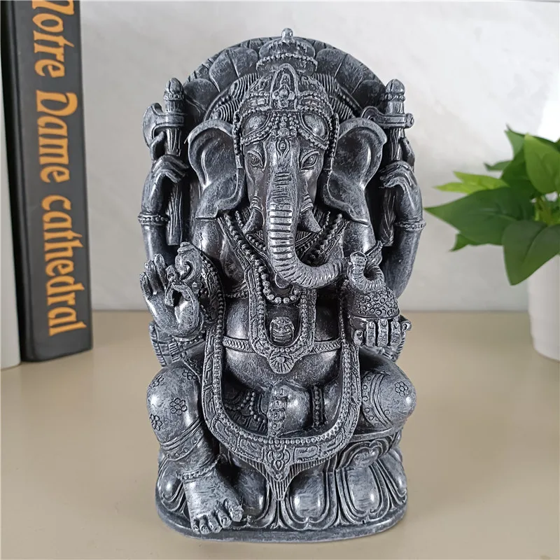 

Lord Ganesha Statue Big Buddha Elephant God Sculpture Retro Home Office Garden Decoration Lucky Statues Figurines Ornament