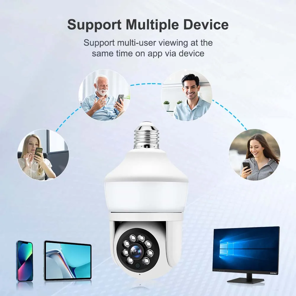 3MP HD Patio Light Camera WIFI Bulb Cam Video Surveillance Home Smart Mini Security Monitor Color Night Vision Auto Tracking