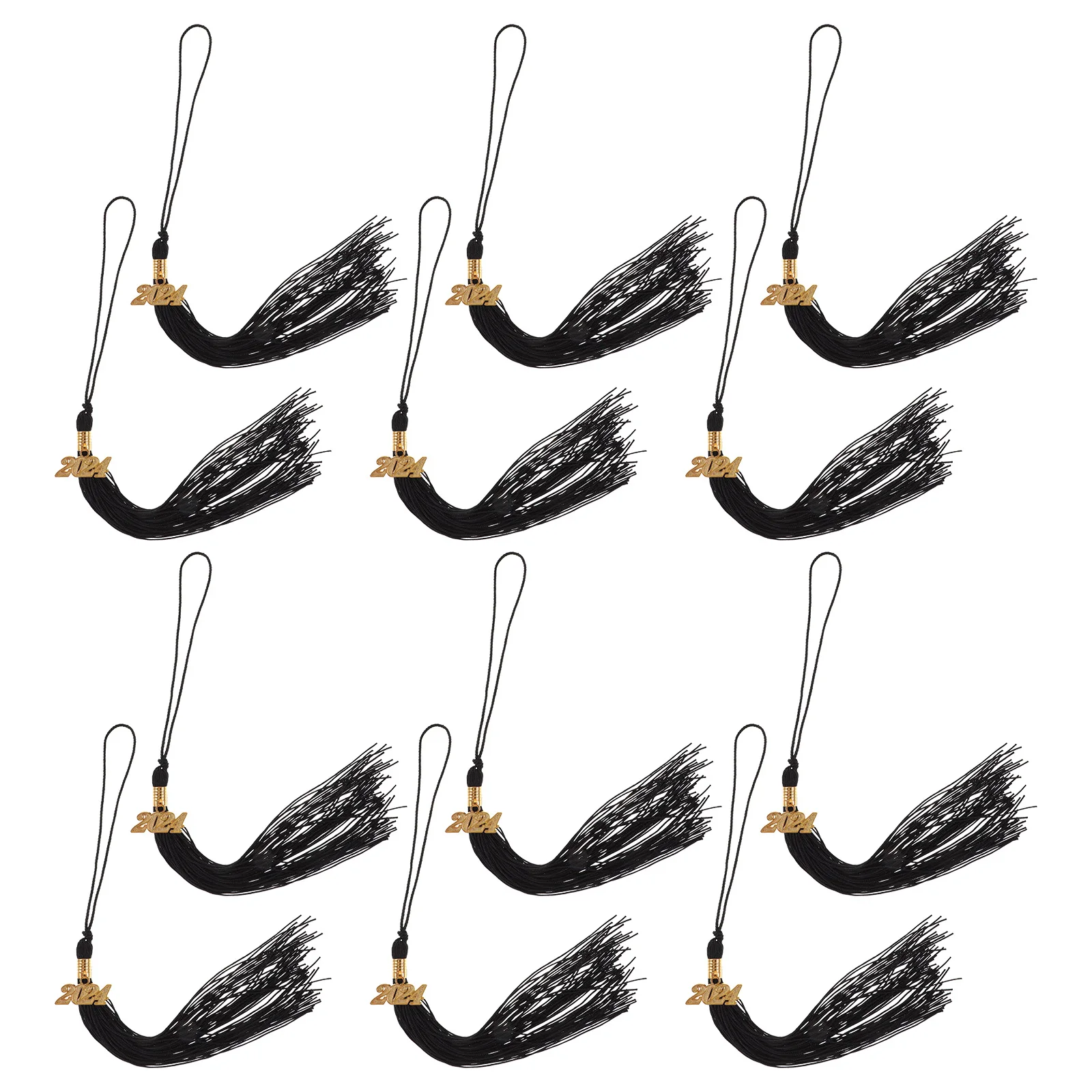 

12pcs Golden Graduation Cap Tassels Decoration 2024 Party Supplies Elegant Hat Accessories Ceremony Charm Drapes
