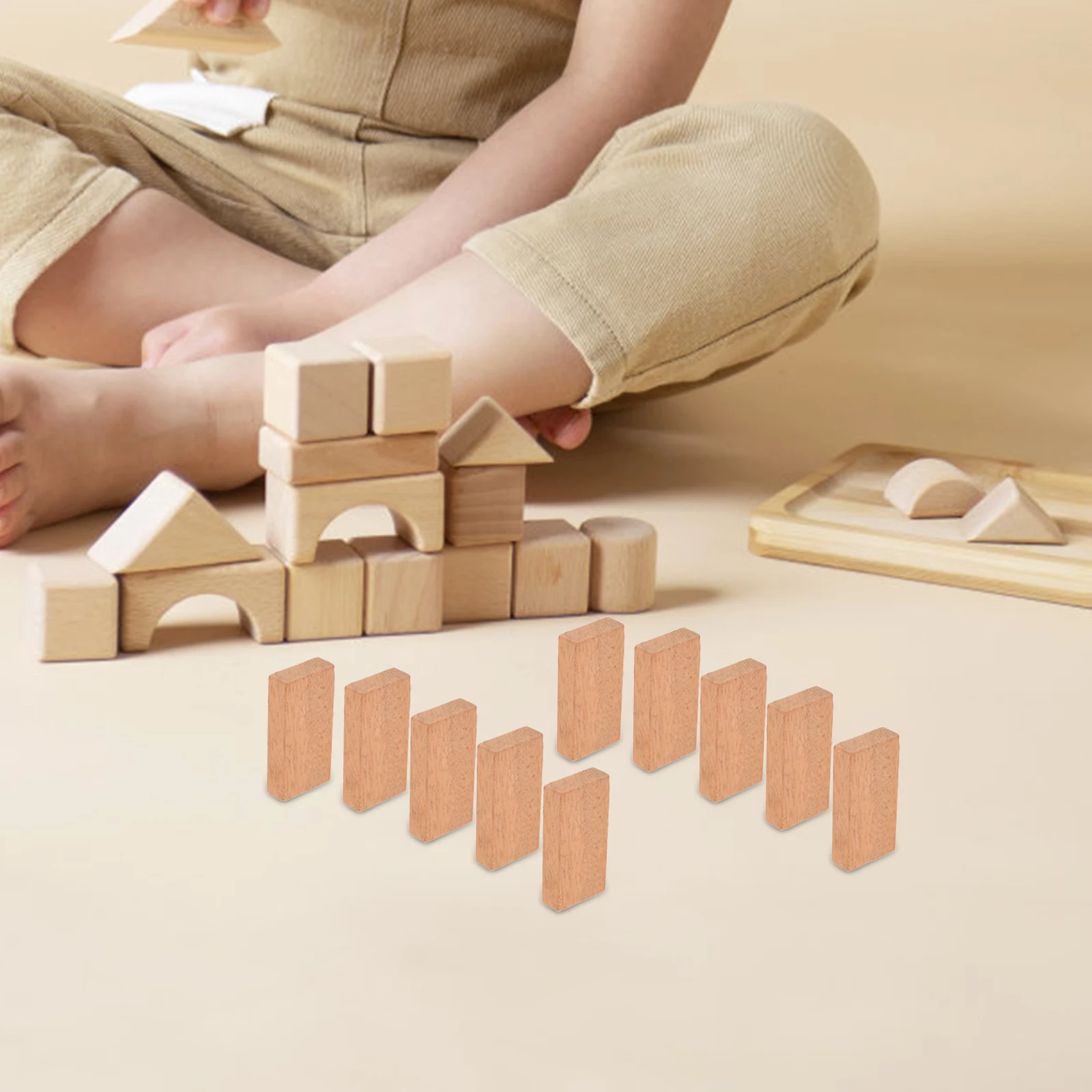 

50Pcs Mini Wooden Dominoes Natural Finish Tiles for Domino Game Replacement Parts Portable Board Game for All Ages Play