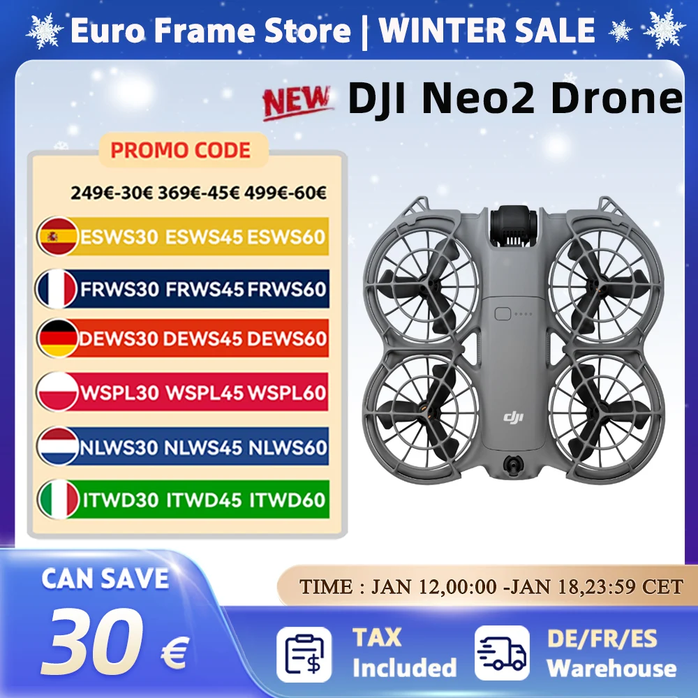 Nave UE DJI Neo2 Drone Fly Camera Drone 4K Video stabilizzato 151g Luce e portatile Protezione dell'elica a copertura totale nove 2 C0