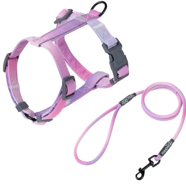 Gradient Color Cat Harness Leash Cute Style For Cat Small Dogs Puppies Escape Proof Walking Outdoor Pet Supplies