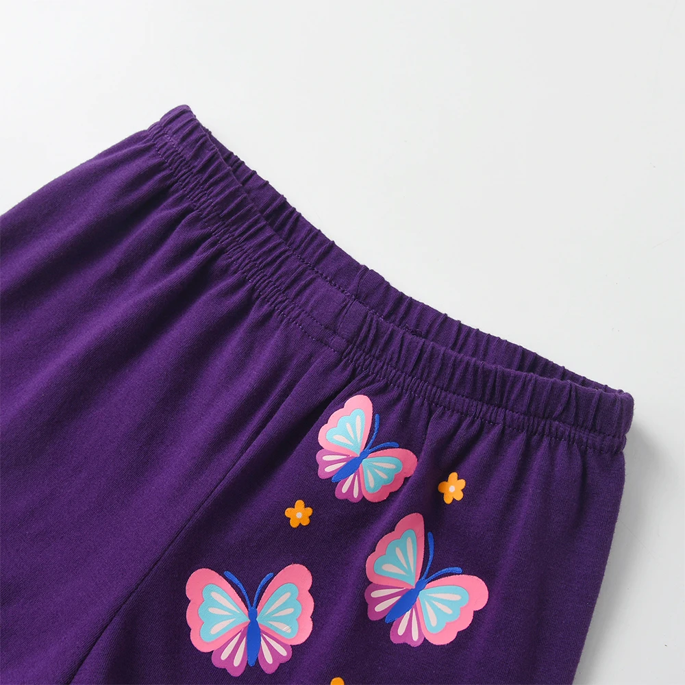 DXTON 2 قطعة دعوى الصيف الفتيات مجموعة المرقعة بلوزة قصيرة الأكمام بلايز + السراويل السراويل الفراشات طفل ملابس المدرسة مجموعة ملابس #5