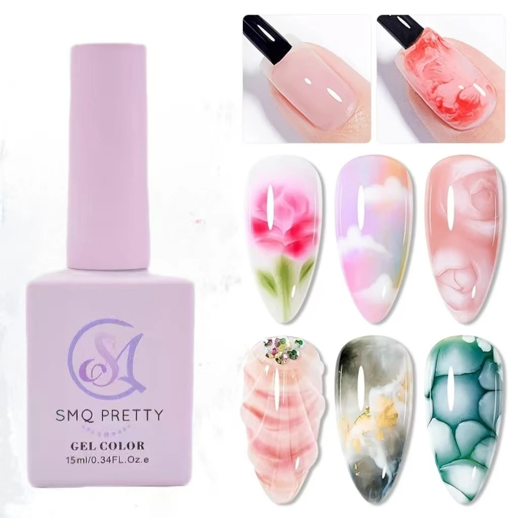 15mlネイルブルーミングジェル、花が咲き、汚れ効果のある機能性ジェル、塗りやすい、ネイルアートデザインに適しています。