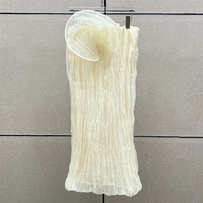 

Women's skirt New asymmetrical slim fit long skirt for summer 2025 3D flower decoration women's half skirt straight tube skirt