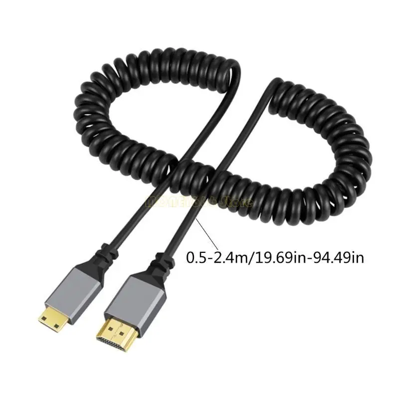 F62C HDMI-kompatibles 2.0-Adapterkabel, männliches Verlängerungsfederspiralkabel, 4k@60Hz