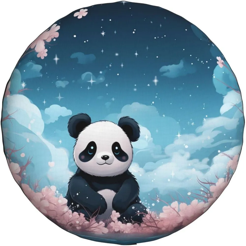 

Cute Panda Night Sky Tire Cover Waterproof Sun Protection Polyester Outdoor Spare Wheel Protector