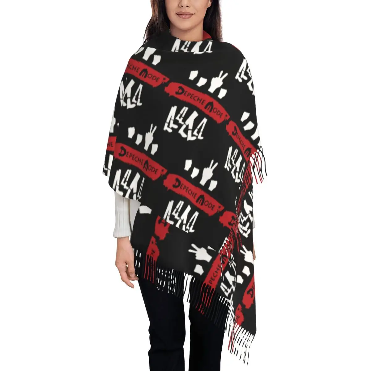 

Stylish Depeche Cool Mode Electronic Rock Tassel Scarf Women Winter Warm Shawl Wrap Ladies Scarves